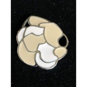 Vintage Kelly Waters Enamel Abstract Art Pin/Pendant Silvertone Beige Toned